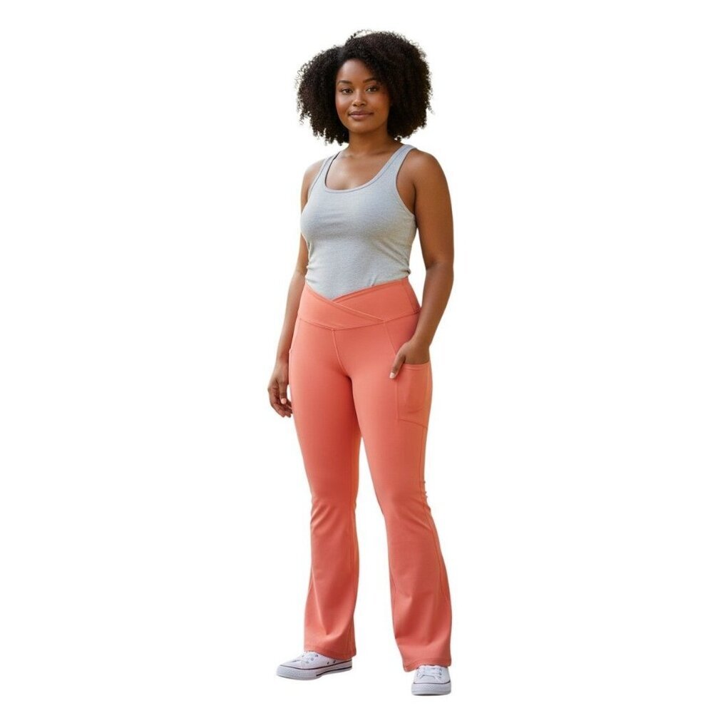 Isabella Activewear Women’s 1X Peach Flare Yoga Pants NWT Moisture Wicking